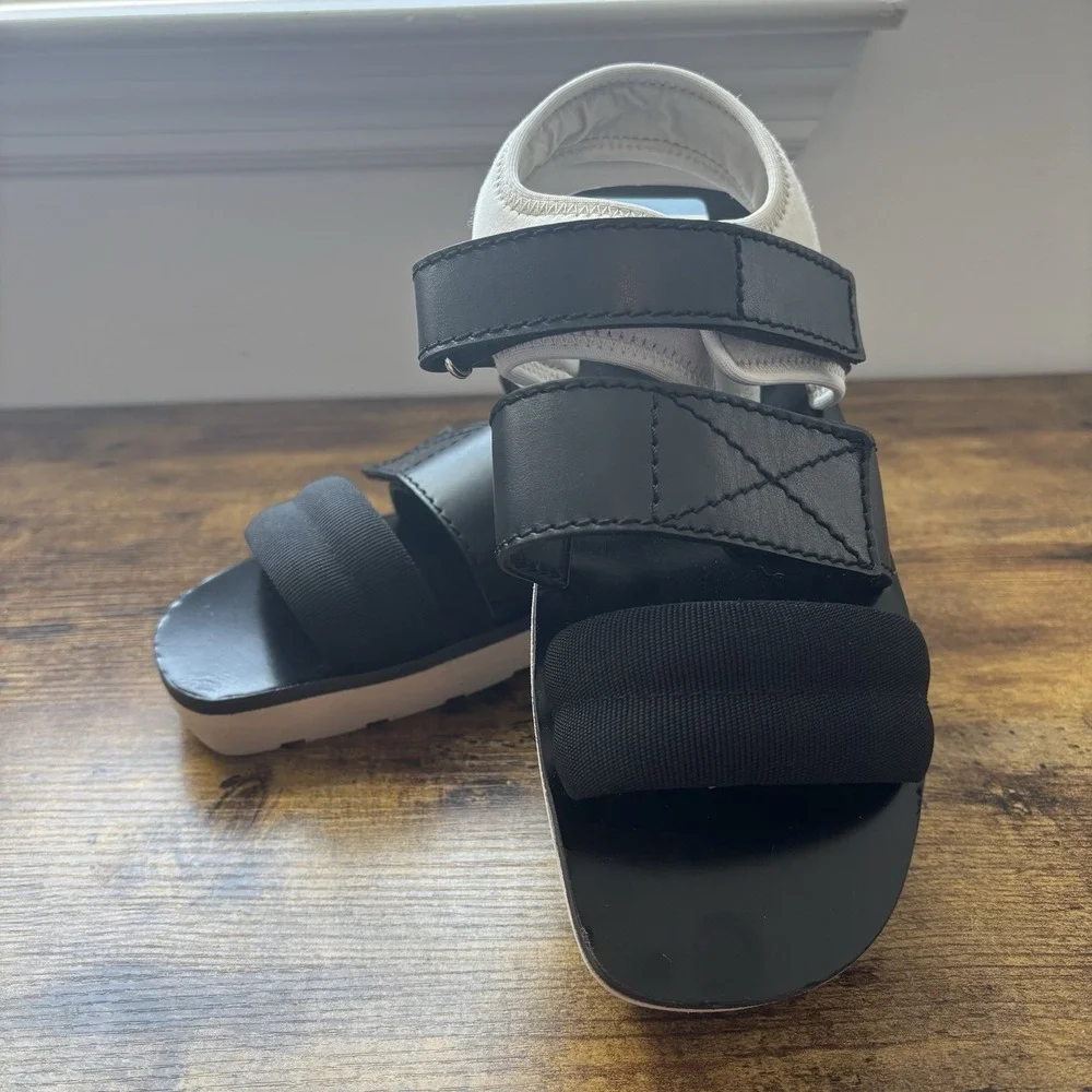 Proenza Schouler Womens Sandal 7 Black 37 Leather Neoprene Strappy Dad New‎